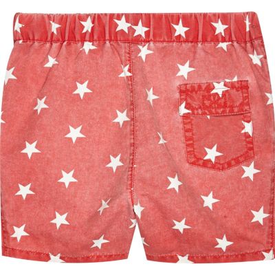 Mini boys red star print swim shorts